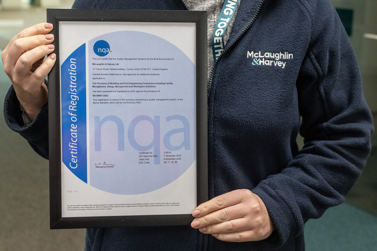 Featured Image for BS 99001 certification for McLaughlin & Harvey
